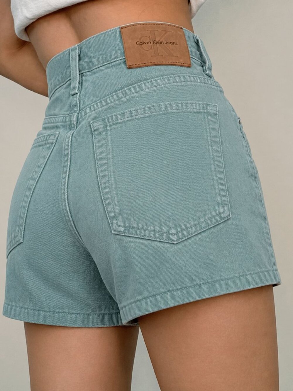 VTG 90s Calvin Klein Jeans Shorts Womens 11 Green Overdye High Rise made in USA